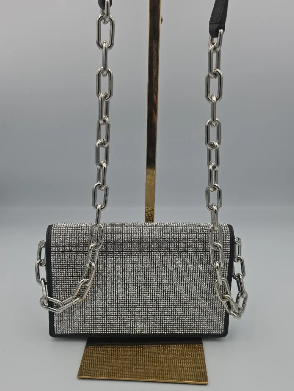 Alexander Wang Attica Rhinestone Mesh Leather Small Chain Crossbody (EUC)🩶🖤🩶